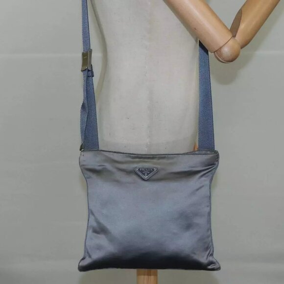 PRADA Shoulder Bag Satin Blue Auth - Picture 1 of 16